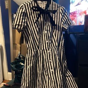 black and white striped dress